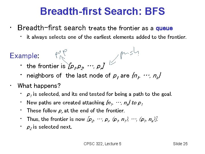 Breadth-first Search: BFS • Breadth-first search treats the frontier as a queue • it