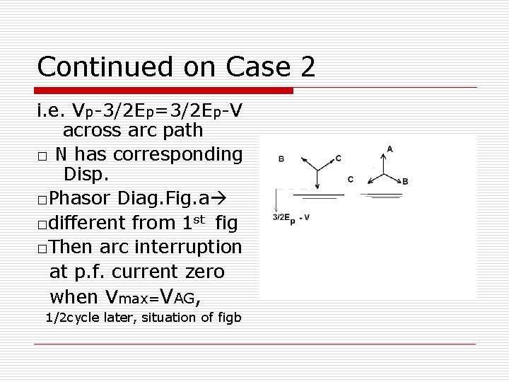 Continued on Case 2 i. e. Vp-3/2 Ep=3/2 Ep-V across arc path □ N