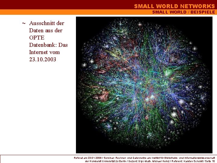 SMALL WORLD NETWORKS SMALL WORLD / BEISPIELE ~ Ausschnitt der Daten aus der OPTE SMALL WORLD NETWORKS SMALL WORLD / BEISPIELE ~ Ausschnitt der Daten aus der OPTE