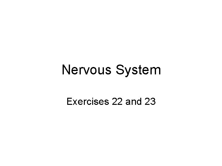 Nervous System Exercises 22 and 23 