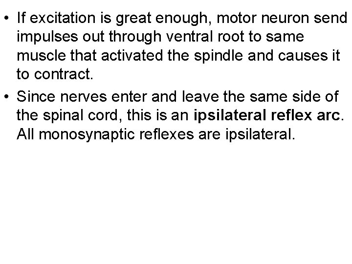  • If excitation is great enough, motor neuron send impulses out through ventral