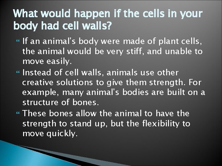 What would happen if the cells in your body had cell walls? If an