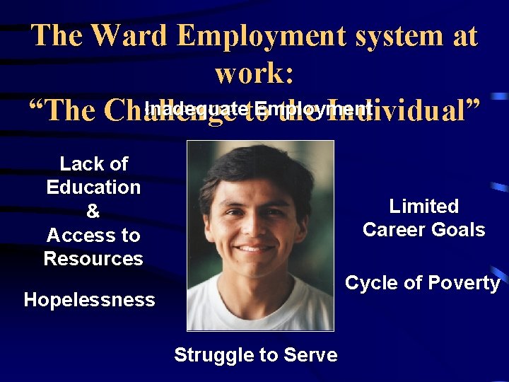 The Ward Employment system at work: Inadequateto Employment “The Challenge the Individual” Lack of