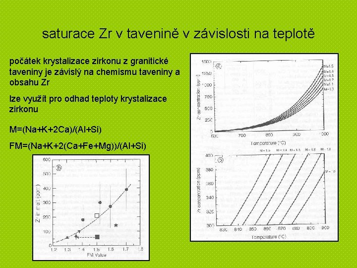 saturace Zr v tavenině v závislosti na teplotě počátek krystalizace zirkonu z granitické taveniny