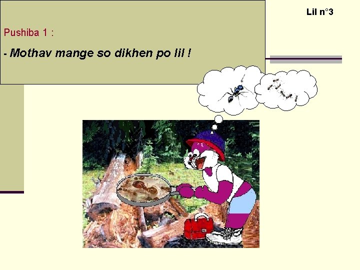  Pushiba 1 : - Mothav mange so dikhen po lil ! Lil n°