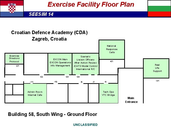 Exercise Facility Floor Plan SEESIM 14 Croatian Defence Academy (CDA) Zagreb, Croatia National Response