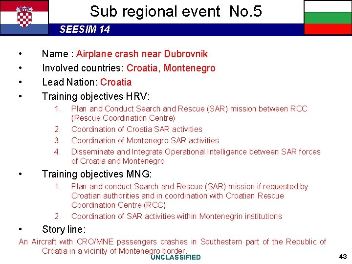 Sub regional event No. 5 SEESIM 14 • • Name : Airplane crash near