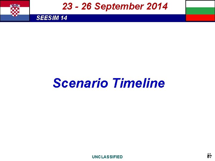 23 - 26 September 2014 SEESIM 14 Scenario Timeline UNCLASSIFIED 57 57 