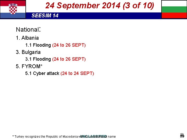 24 September 2014 (3 of 10) SEESIM 14 National: 1. Albania 1. 1 Flooding