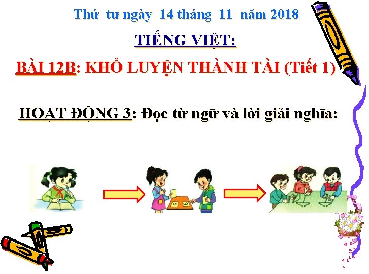 Thứ tư ngày 14 tháng 11 năm 2018 TIẾNG VIỆT: BÀI 12 B: KHỔ