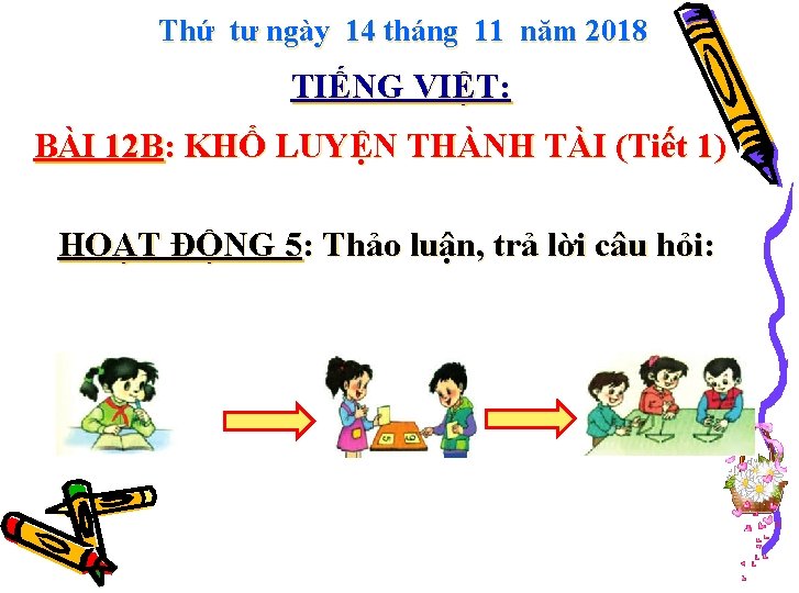 Thứ tư ngày 14 tháng 11 năm 2018 TIẾNG VIỆT: BÀI 12 B: KHỔ