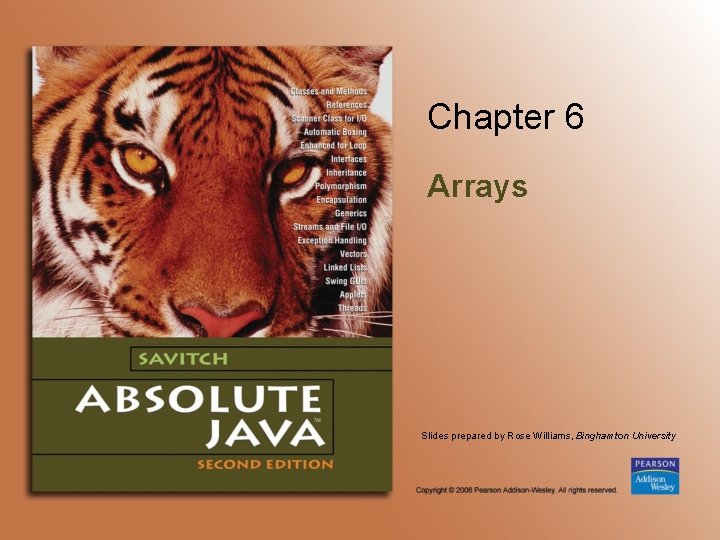 Chapter 6 Arrays Slides prepared by Rose Williams, Binghamton University 