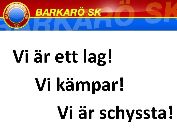 Vi är ett lag! Vi kämpar! Vi är schyssta! 