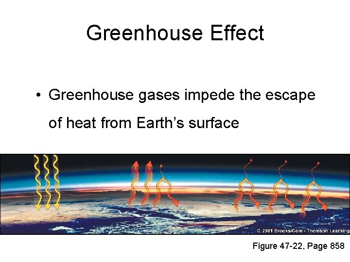 Greenhouse Effect • Greenhouse gases impede the escape of heat from Earth’s surface Figure