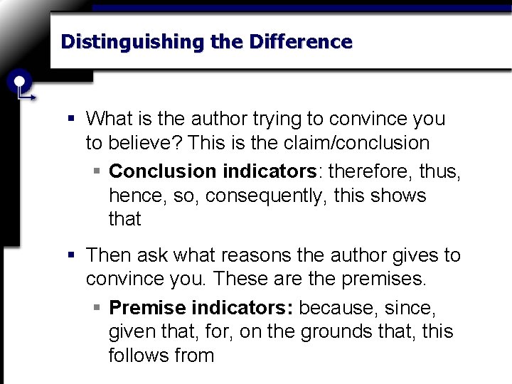 Distinguishing the Difference § What is the author trying to convince you to believe?