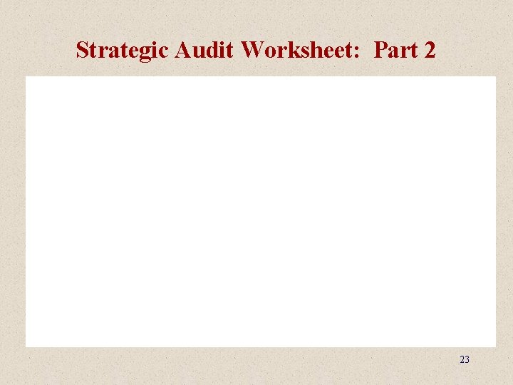 Strategic Audit Worksheet: Part 2 23 