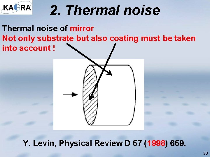 2. Thermal noise of mirror Not only substrate but also coating must be taken