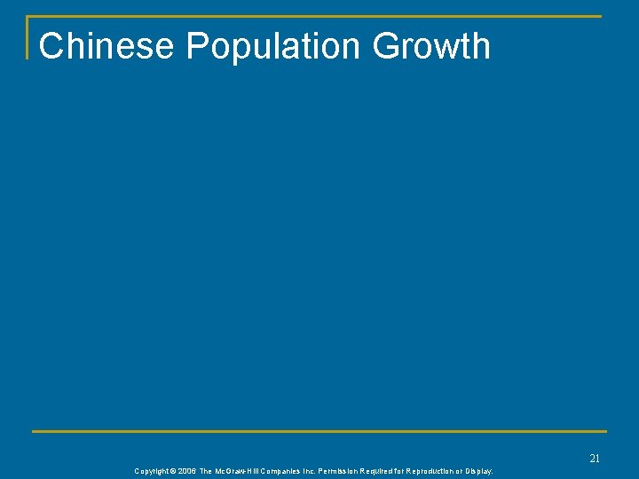 Chinese Population Growth 21 Copyright © 2006 The Mc. Graw-Hill Companies Inc. Permission Required
