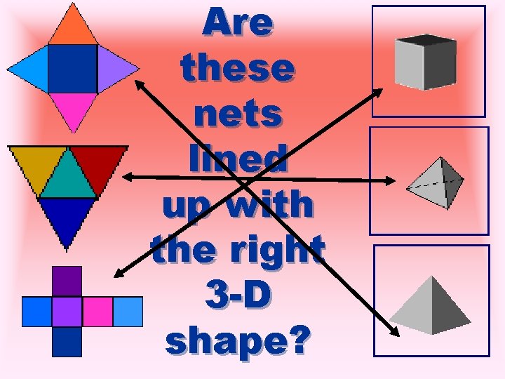 Are these nets lined up with the right 3 -D shape? 