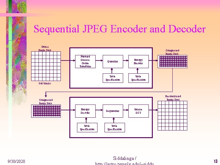 Sequential JPEG Encoder and Decoder Source Image Data Forward Discrete Cosine Transform Compressed Image