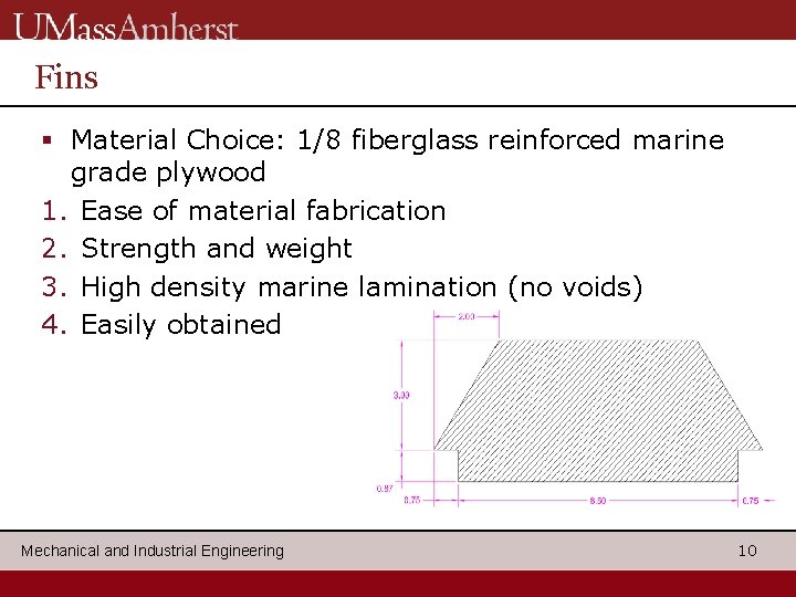 Fins § Material Choice: 1/8 fiberglass reinforced marine grade plywood 1. Ease of material