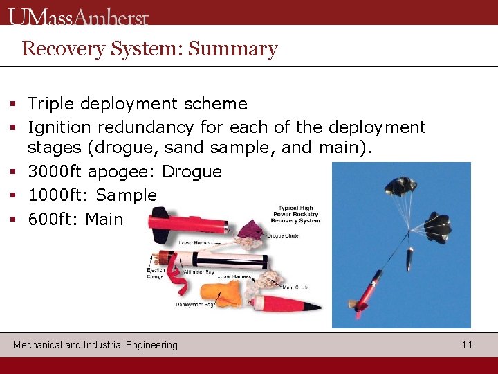 Recovery System: Summary § Triple deployment scheme § Ignition redundancy for each of the