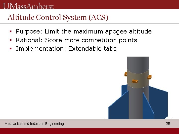 Altitude Control System (ACS) § Purpose: Limit the maximum apogee altitude § Rational: Score