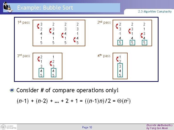 Example: Bubble Sort 1 st pass 3 2 4 1 5 2 3 4