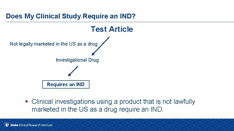 Does My Clinical Study Require an IND? Test Article Not legally marketed in the
