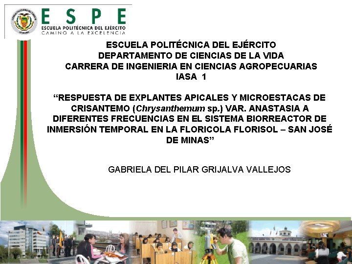 ESCUELA POLITÉCNICA DEL EJÉRCITO DEPARTAMENTO DE CIENCIAS DE LA VIDA CARRERA DE INGENIERIA EN