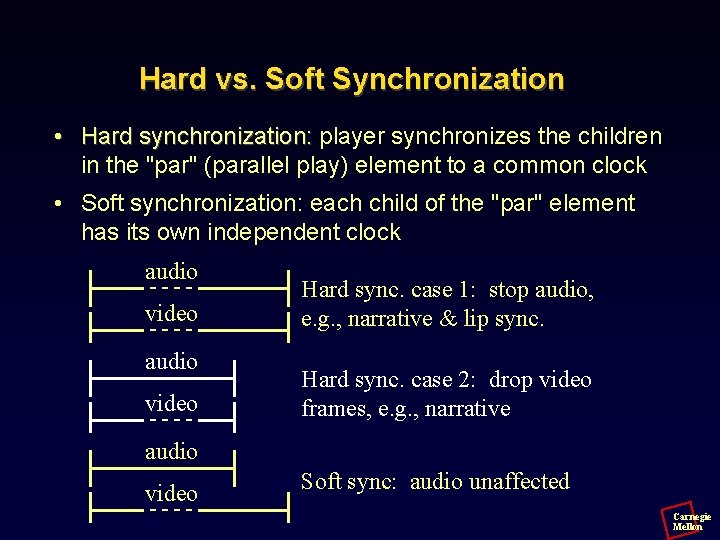Hard vs. Soft Synchronization • Hard synchronization: player synchronizes the children in the "par"