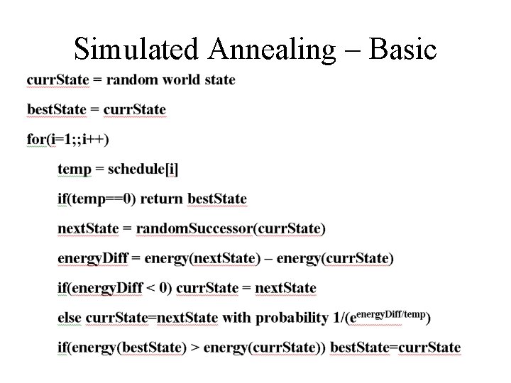 Simulated Annealing – Basic Algorithm 