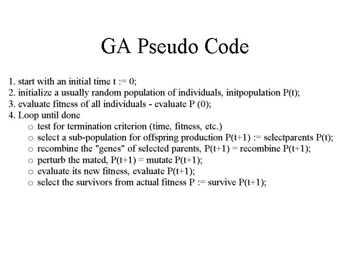 GA Pseudo Code 
