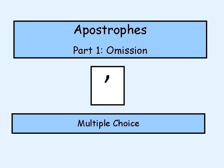 Apostrophes Part 1: Omission ’ Multiple Choice 