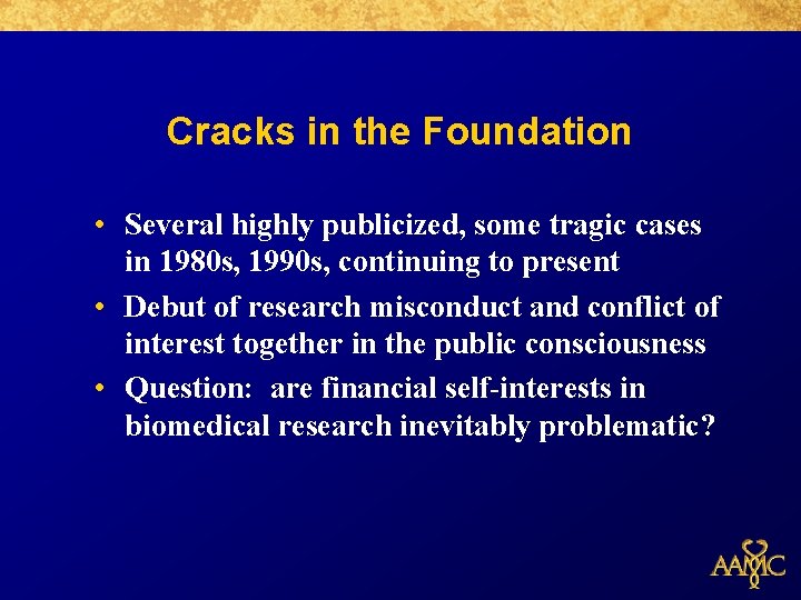 Cracks in the Foundation • Several highly publicized, some tragic cases in 1980 s,