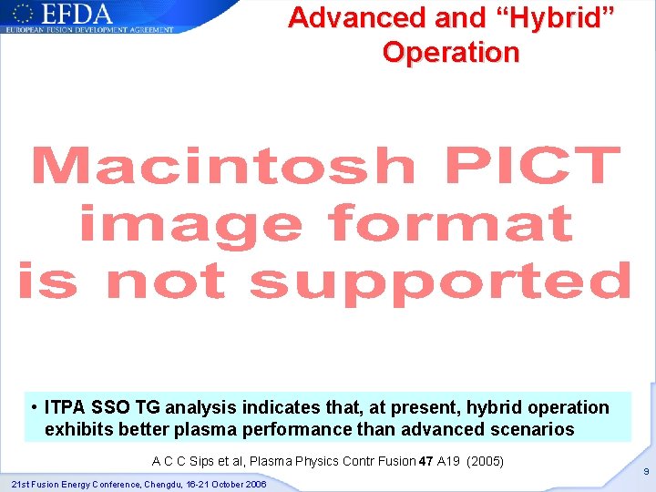 Advanced and “Hybrid” Operation • ITPA SSO TG analysis indicates that, at present, hybrid