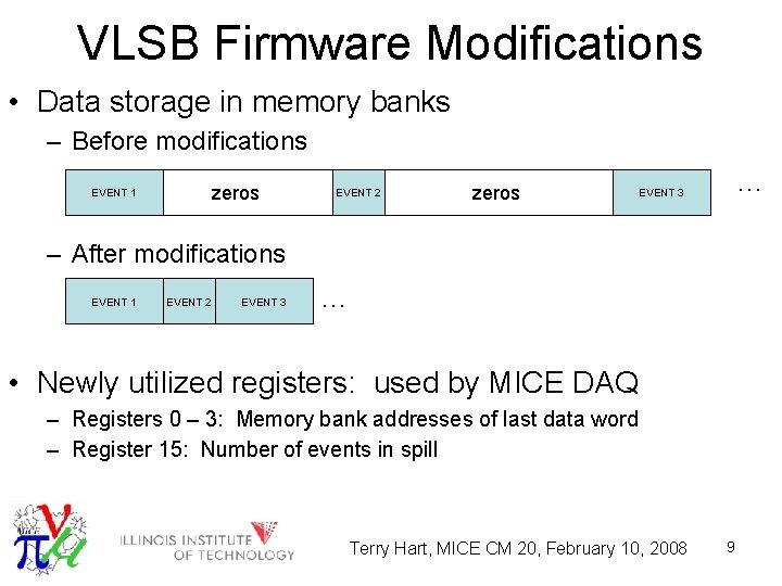 VLSB Firmware Modifications • Data storage in memory banks – Before modifications EVENT 1