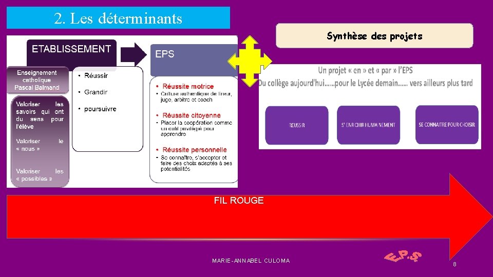 2. Les déterminants Synthèse des projets FIL ROUGE MARIE-ANNABEL CULOMA 8 