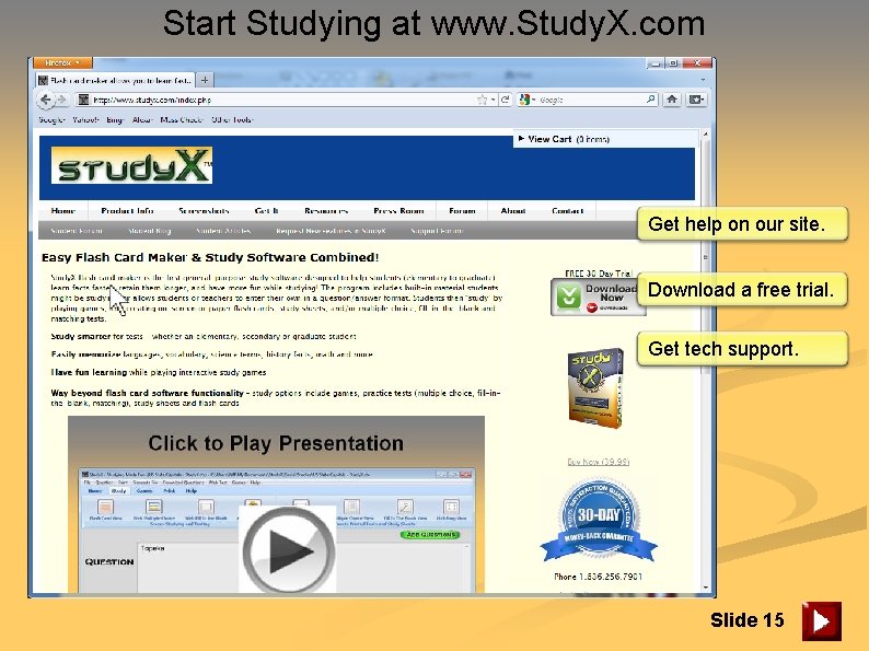 Start Studying at www. Study. X. com Get help on our site. Download a
