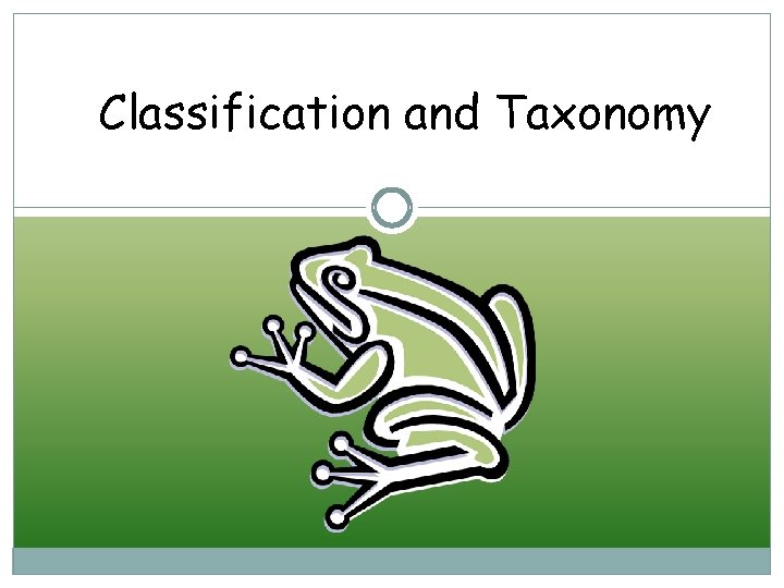 Classification and Taxonomy 