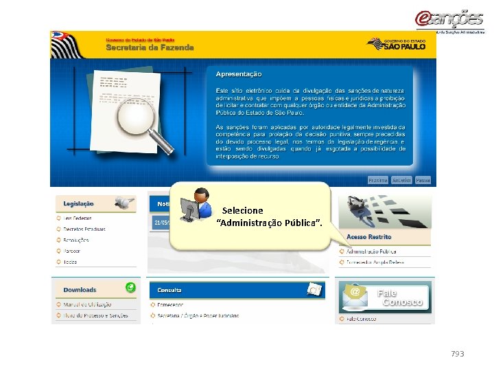 Selecione “Administração Pública”. 793 