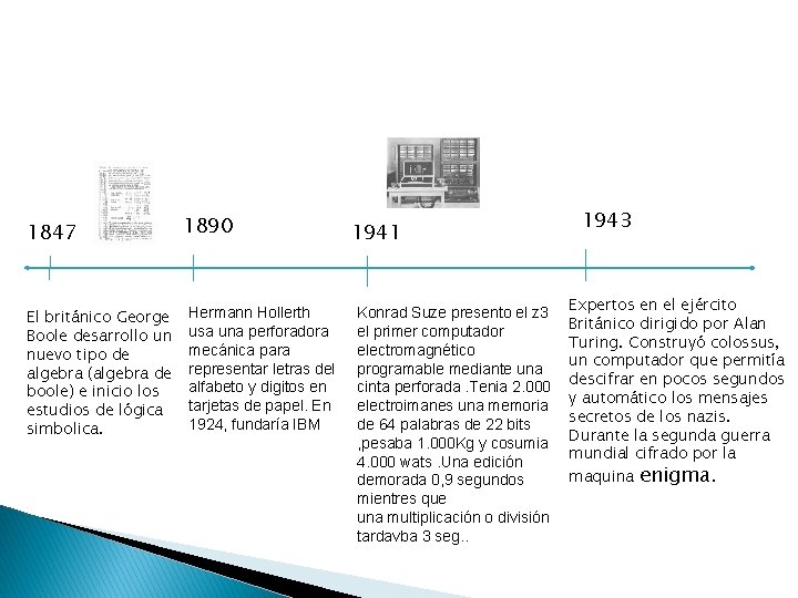  1847 El británico George Boole desarrollo un nuevo tipo de algebra (algebra de