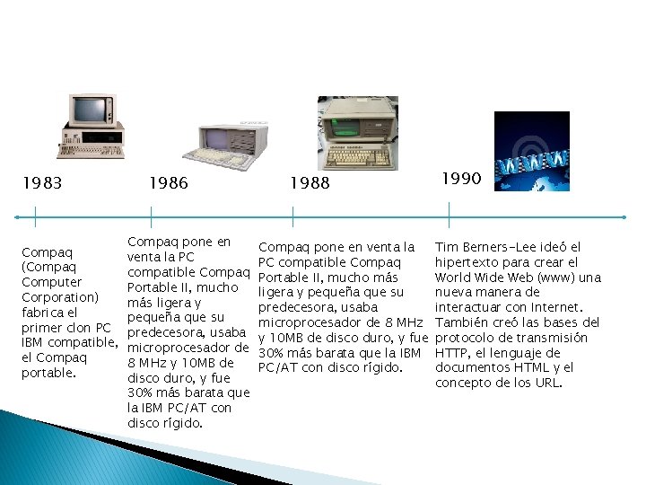 1983 Compaq (Compaq Computer Corporation) fabrica el primer clon PC IBM compatible, el Compaq