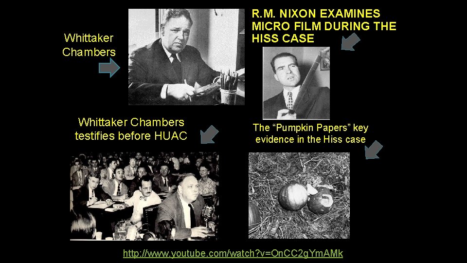 R. M. NIXON EXAMINES MICRO FILM DURING THE HISS CASE Whittaker Chambers testifies before