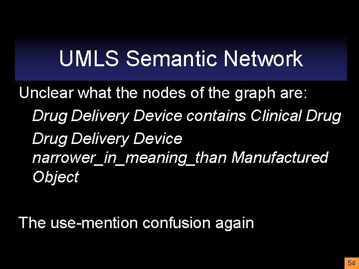 UMLS Semantic Network Unclear what the nodes of the graph are: Drug Delivery Device