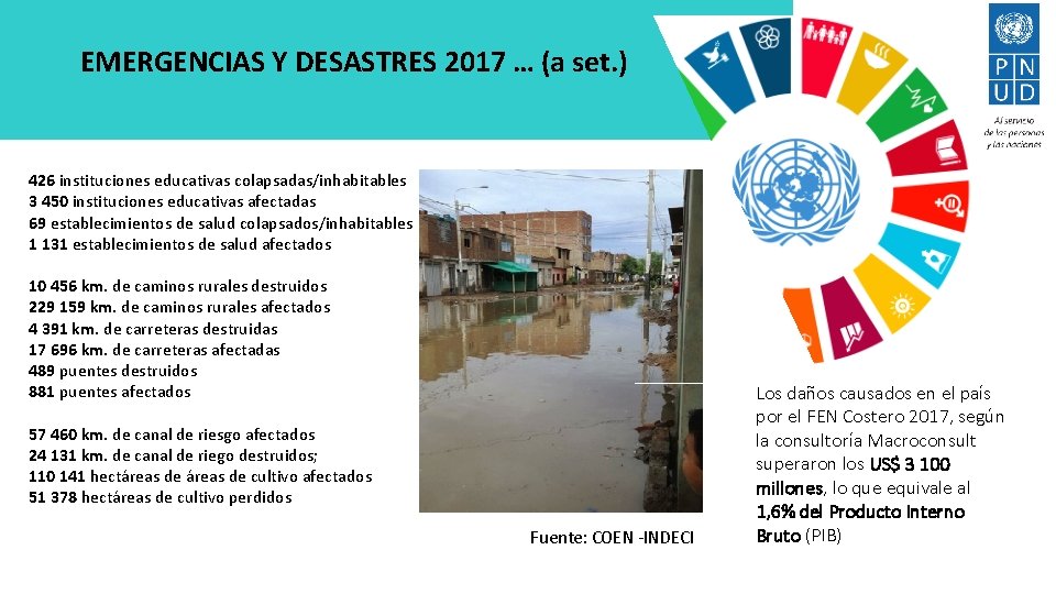 EMERGENCIAS Y DESASTRES 2017 … (a set. ) 426 instituciones educativas colapsadas/inhabitables 3 450