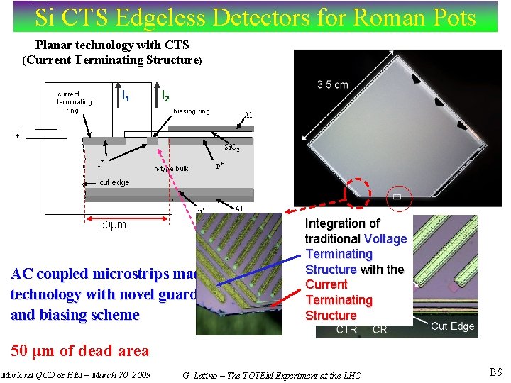 Si CTS Edgeless Detectors for Roman Pots Planar technology with CTS (Current Terminating Structure)