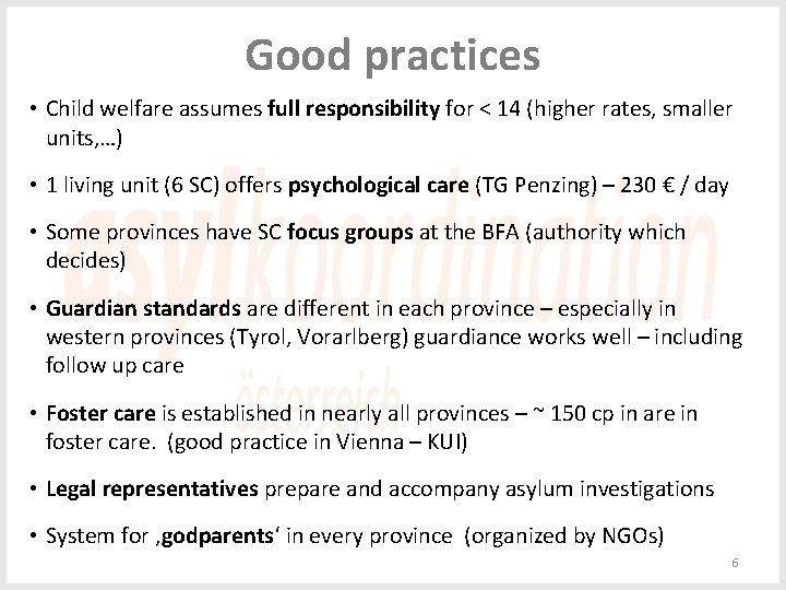 Good practices • Child welfare assumes full responsibility for < 14 (higher rates, smaller Good practices • Child welfare assumes full responsibility for < 14 (higher rates, smaller