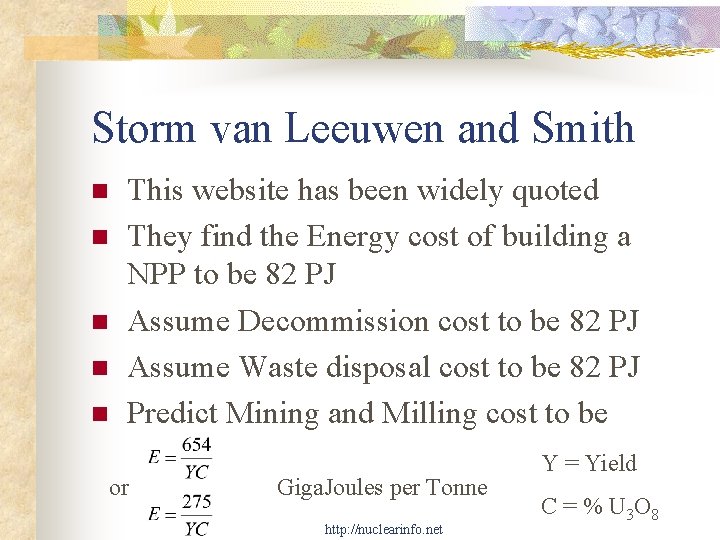 Storm van Leeuwen and Smith n n n This website has been widely quoted