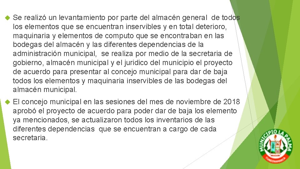 Se realizó un levantamiento por parte del almacén general de todos los elementos Se realizó un levantamiento por parte del almacén general de todos los elementos